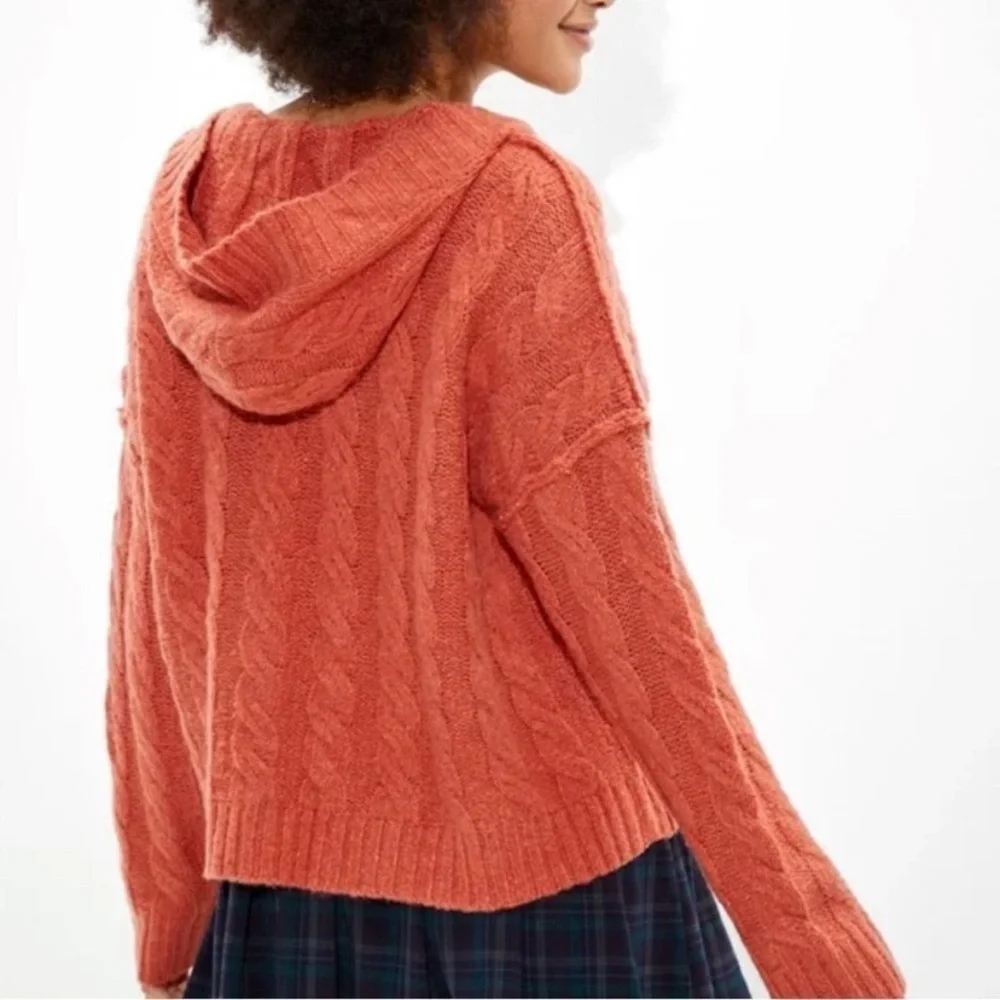 American Eagle Soft & Cozy Hoodie Sweater Coral - Picture 3 of 9